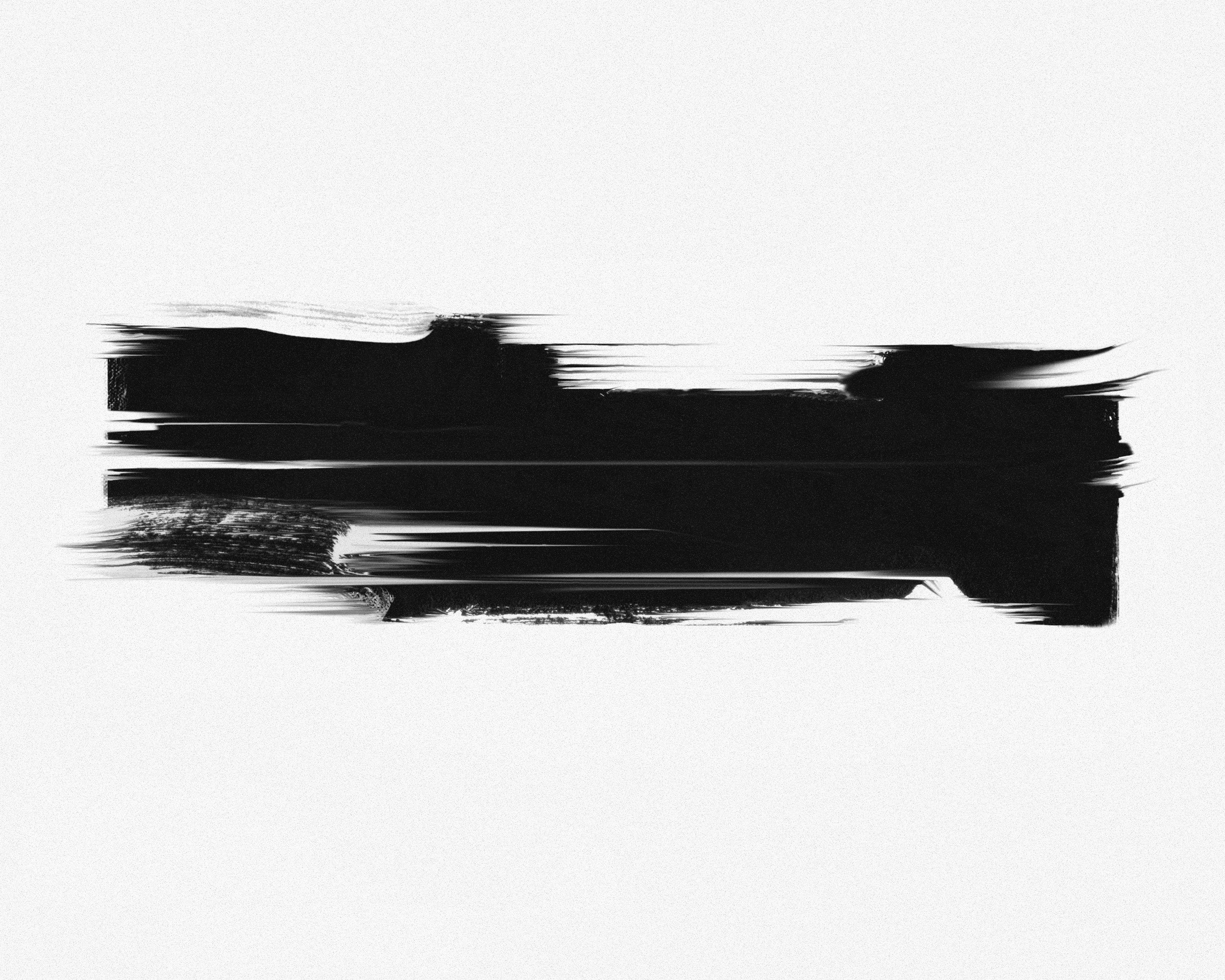 Black brushstroke on a white background