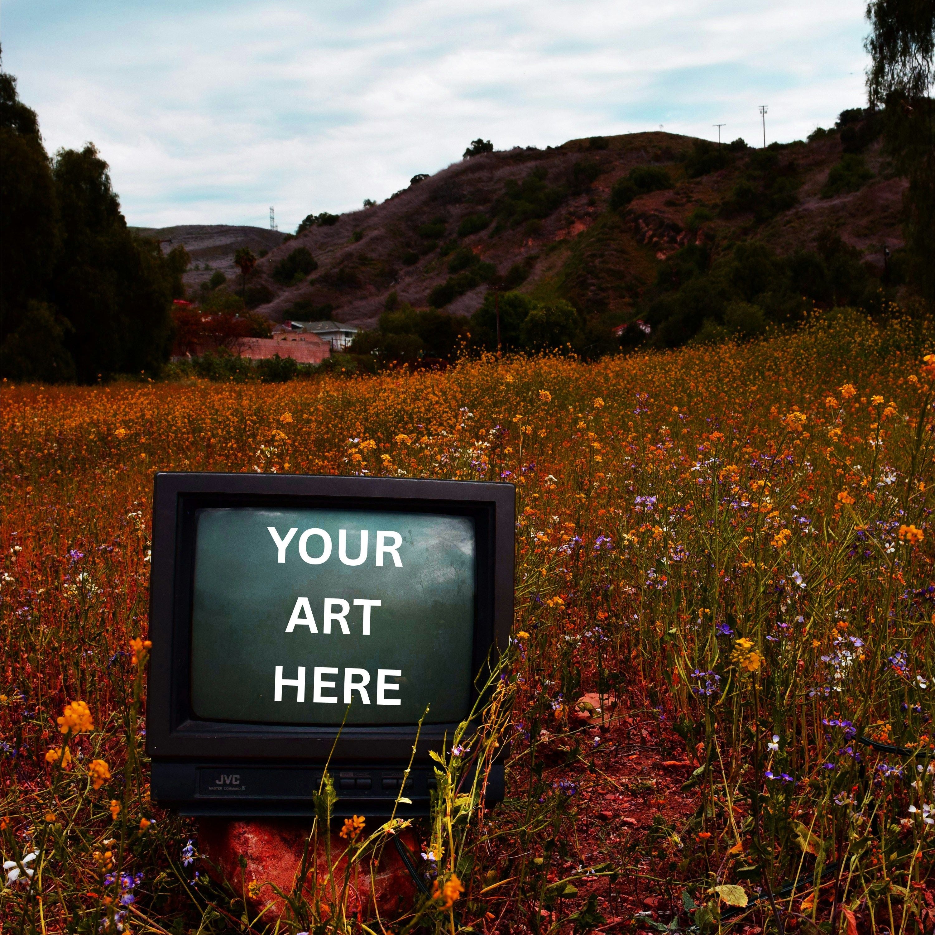 Placeholder image with 'Your Art Here' text on a TV screen in a field